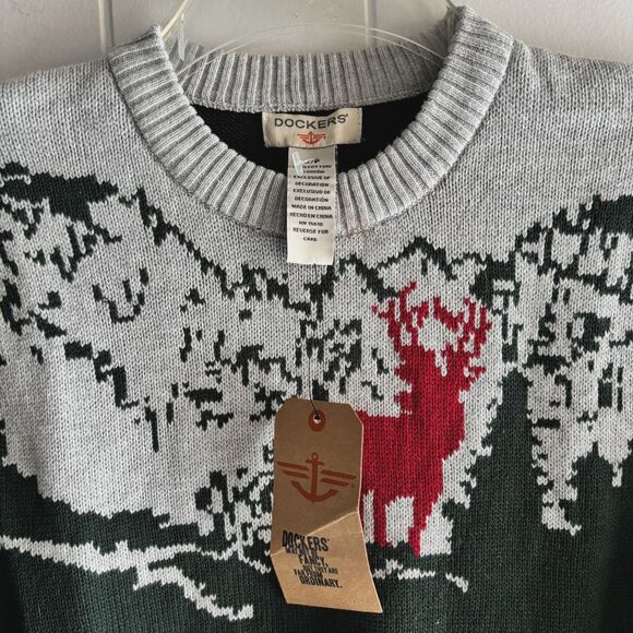 Dockers Young Men's Small Winter Festive Christmas Crewneck Pullover Sweater #F - Picture 4 of 6